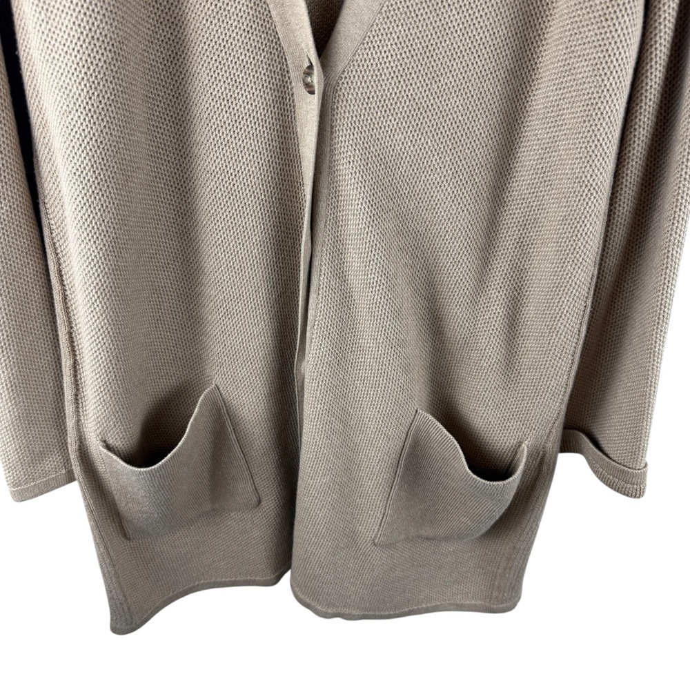 J. Jill Beige Tan Knit Button Front Long Line Cardigan - Picture 9 of 11
